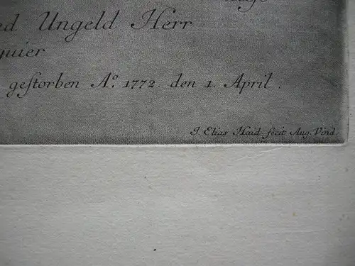 Johann Ulrich Krauß Bankier Ratsherr Augsburg 1780 Orig Mezzotinta E. Haid