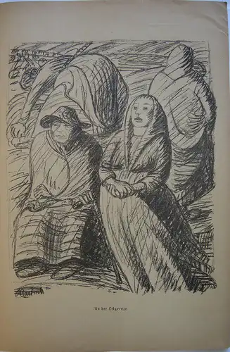 Ernst Barlach (1870-1938) An der Ostgrenze Orig Lithografie 1914 steinsigniert