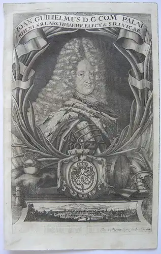 Johann Wilhelm (1658-1716) Pfalzgraf Kurfürst Orig Kupferstich Montalegre 1711