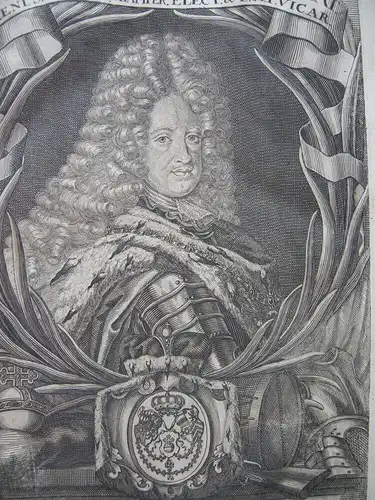 Johann Wilhelm (1658-1716) Pfalzgraf Kurfürst Orig Kupferstich Montalegre 1711