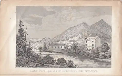 Sauerbrunnen von Giesshübl König Otto Quelle 1855 lithografierte Ansicht