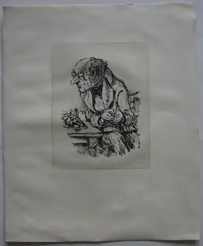 A. Paul Weber (1893-1980) Nächster Schachzug Orig Lithografie 1960 signiert