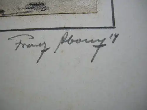 Franz Abony (?) Schiffe und Menschen am Stran Pastell-Kohle Studie 1914 signiert