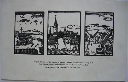 Max Bucherer (1883-1974) Dörfer Bodensee Initialen Orig. Holzschnitte 1913