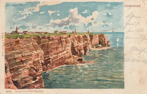 Ak Helgoland Felsufer Künstlerkarte Heinisch Litho gel 1904 Schleswig Holstein