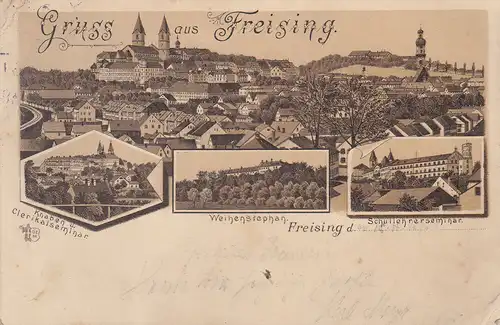 AK Freising Totale Klerikalseminar Weihenstephan Schullehrerseminar  gel 1897