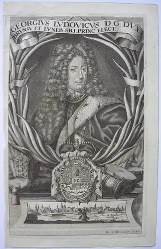 Georg Ludwig (1660-1727) Kurfürst Braunschweig Orig Kupferstich Montalegre 1711