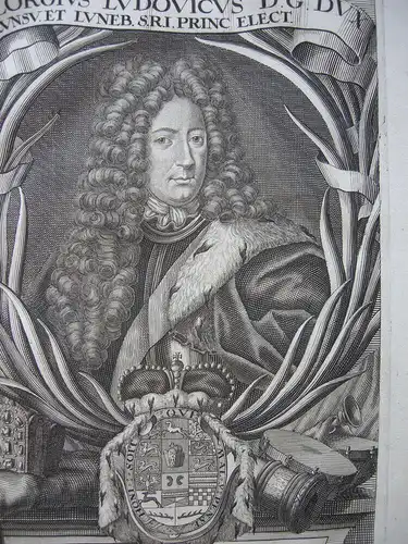 Georg Ludwig (1660-1727) Kurfürst Braunschweig Orig Kupferstich Montalegre 1711