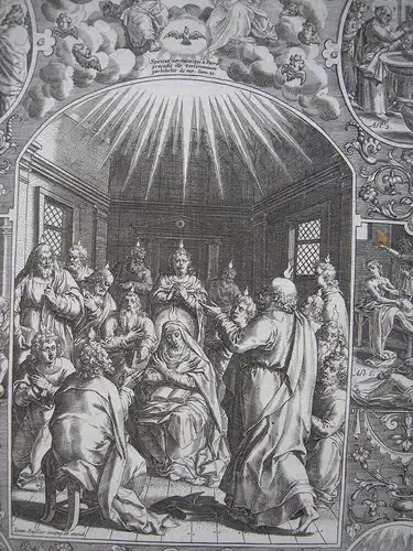 Johannes Sadeler (1550-1600) Pentecoste Pfingsten Orig Radierung 1580