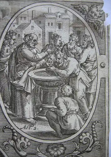 Johannes Sadeler (1550-1600) Pentecoste Pfingsten Orig Radierung 1580