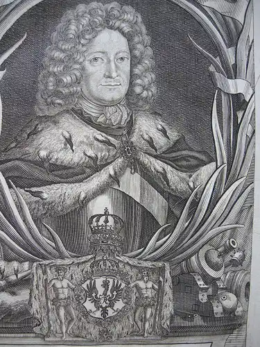 Friedrich I. (1657-1713) König von Preußen Orig Kupferstich Montalegre 1711