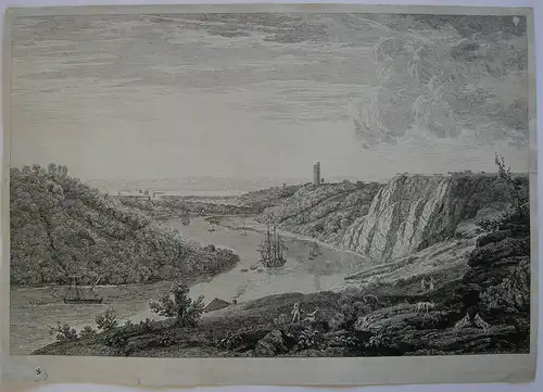 Jean B. C. Chatelain View Durdham Bristol River Avon Orig. Kupferstich 1756
