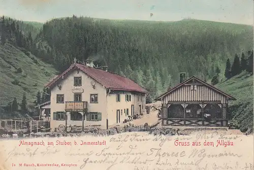 AK Almagmach am Stuiben Immenstadt Allgäu Posthilfstelle Stempel Litho gel 1900