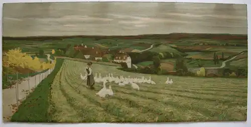 Paul Hey (1867-1952) Gänseliesl romant Landschaft Orig Farblithografie 1930