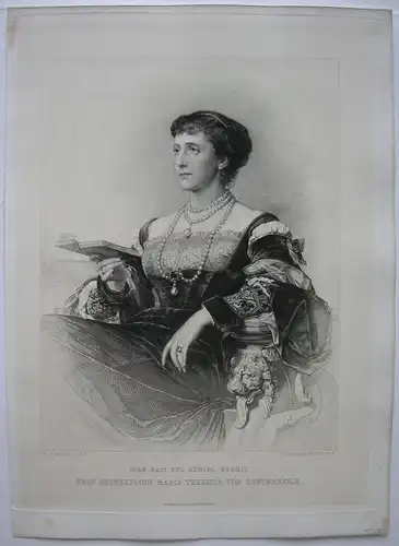 H. v. Angeli (1840-1925) Portrait Maria Theresia Österreich Orig Stahlstich 1891