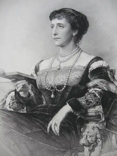 H. v. Angeli (1840-1925) Portrait Maria Theresia Österreich Orig Stahlstich 1891