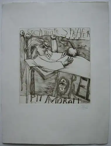Pit Morell (1939) "Schmale Strafe 14" Orig Radierung signiert datiert 41/50