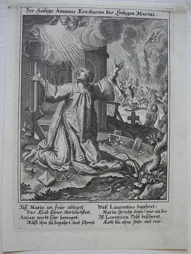 Heiliger Anianus christlicher Märtyrer Wilparting Orig Kupferstich Sadeler 1615