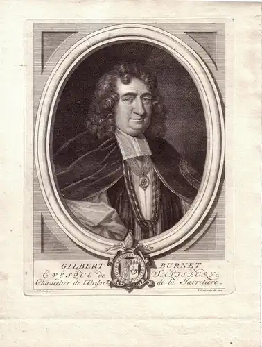 Gilbert Burnet Salisbury Portrait Copper engraving 1724 English Historian bishop