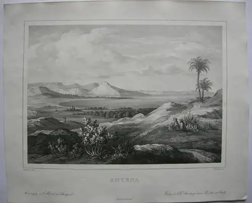 Izmir Smyrna Türkei Lithographie von Federer nach Bernatz 1839