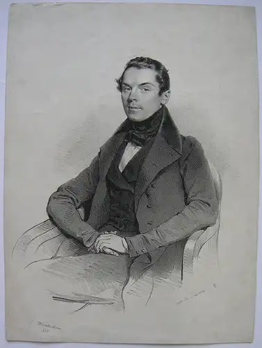 Portrait Österreicher Maler Orig. Lithografie Jos Kriehuber 1850