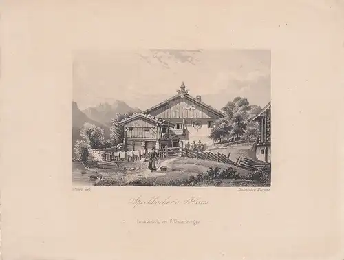 Speckbacher Geburtshaus Hall Tirol Orig Aquatinta 1840 Österreich