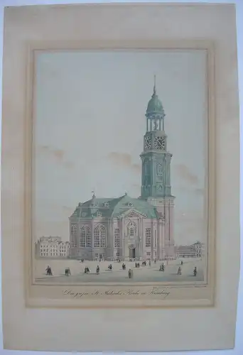 Peter SUHR (1788-1857) St. Michaelis Kirche Hamburg Orig. Lithografie 1848