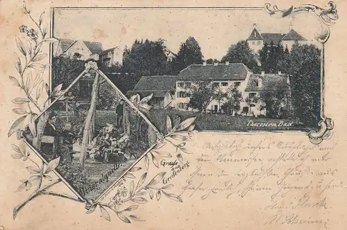 AK Greifenberg Landsberg Lech Oberbayern Mineralquelle Theresienbad gel 1899