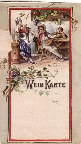 Wein Karte Orig. Aquarell Wein Weib Gesang 1900