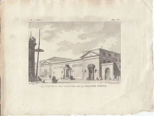 Le Couvent des Capucins de la Chaussee d'Antin Paris Orig Kupferstich 1800