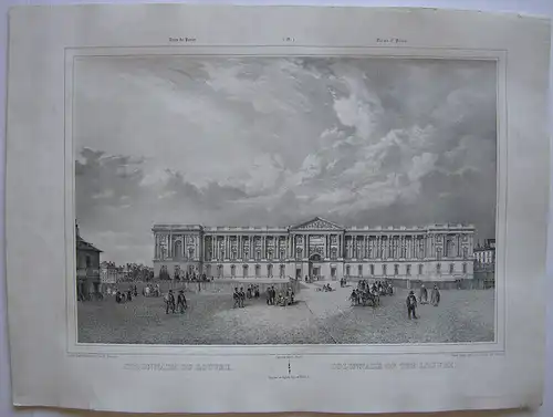 Paris Colonnade du Louvre Orig Lithografie Benoist 1845 Vues de Paris