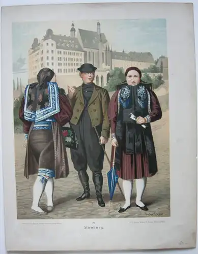 Kostüme Altenburg Thüringen 3 Chromolithografien Albert Kretschmer 1870