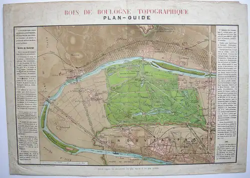 Plan-Guide de Bois de Boulogne Paris Orig Lithografie 1861