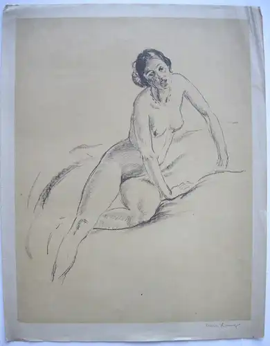 Erwin Lang (1886-1962) Sitzender Weiblicher Akt Orig. Lithografie 1930 signiert