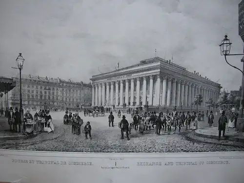 Paris Bourse et Tribunal de Commerce Orig Lithografie Benoist 1845 Vues de Paris