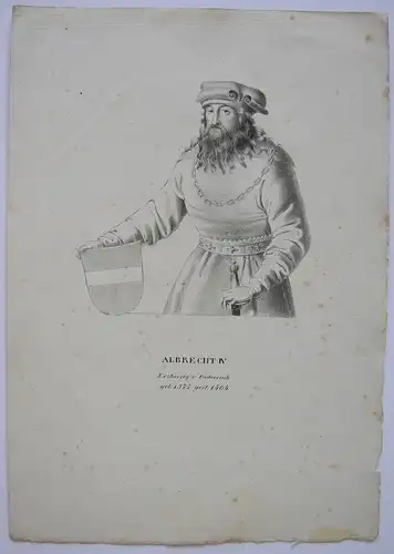 Albrecht IV (1377-1404) Erzherzog von Österreich Orig Lithografie 1850