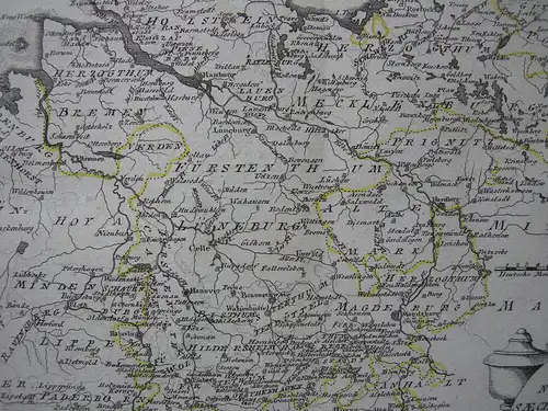 Niedersachsen Kolor Kupferstich Karte Reilly 1791 Mecklenburg Pommern