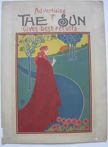 Advertising The Sun Louis Rhead Lithografie Pl. 8 Maitres de l'affiche 1896