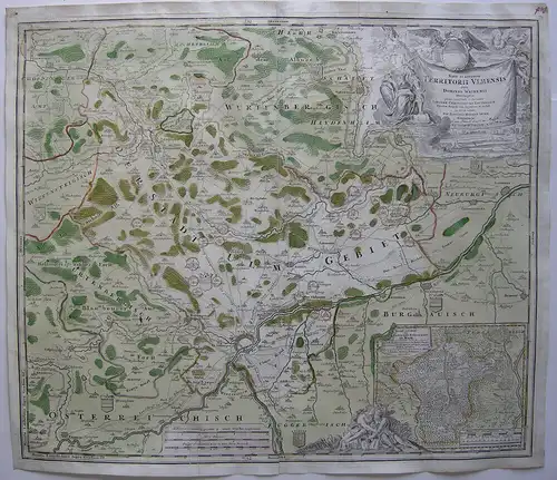 Ulm Wain Baden Württemberg altkolor Orig. Kupferstich Homann 1720