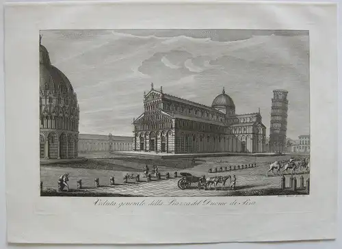 Ranieri Grassi (XIX) Piazza del Duomo di Pisa Orig Kupferstich 1829 Italia
