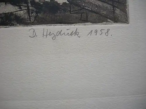 Brigitte Heyduck (1936) St. Gimignano Orig Radierung signiert 1958