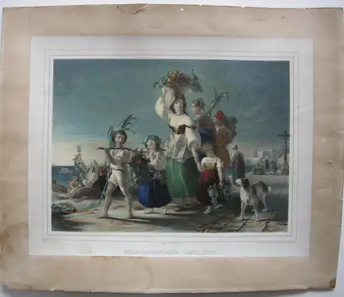 Napoli Neapolitanische Landleute Italia Orig Lithografie Schellhorn Urwins 1825