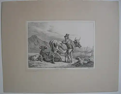 Johann Adam Klein (1792-1875) Tiroler Viehhändler Orig Radierung 1845