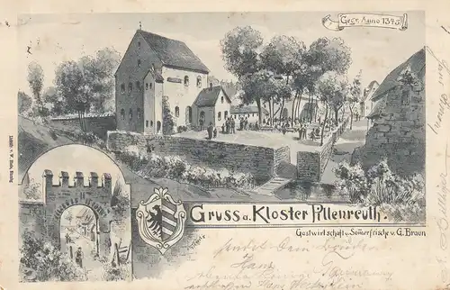 AK Kloster Pillenreuth Nürnberg Mittelfranken Litho gel 1900