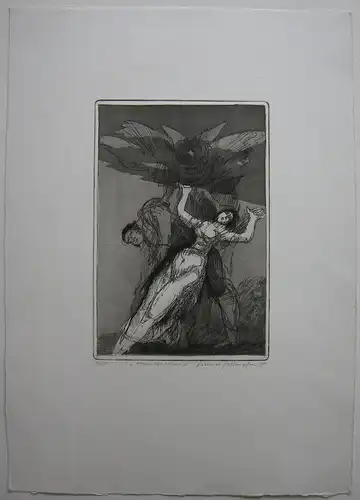 Helmut Hellmessen (1924) Hommage a Goya IV Orig Radierung 1981 signiert 3/30
