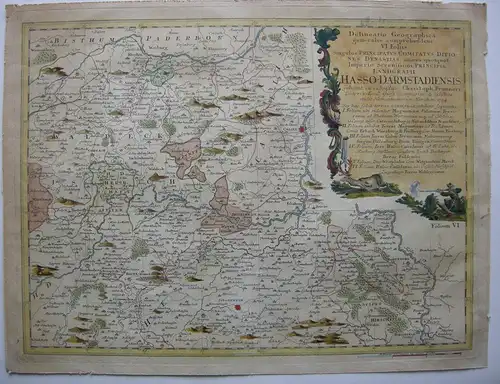Hessen Darmstadt kolor Orig Kupferstichkarte Pronner bei Homann 1754