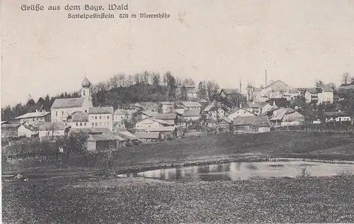 AK Sattelpeilnstein Niederbayern Bayerischer Wald Gesamtansicht gel 1920