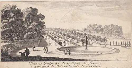 Cascade de Fremont Paris Fontainebleau Orig Kupferstich 1700 Jardin France
