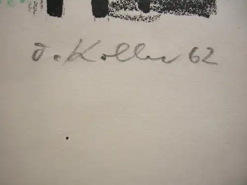 Oskar Koller aquarellierte Lithographie Stühle Probedruck signiert 1962