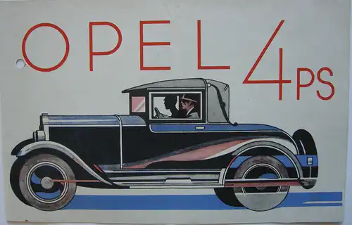 Werbeprospekt Opel 4 PS Rüsselsheim 1928 Automobil Entwurf Ernst Zoberbier